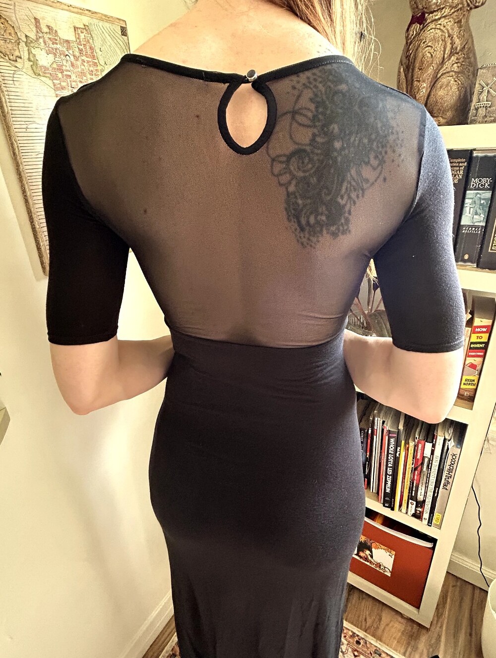 Black Sheer-Back Bodycon Dress